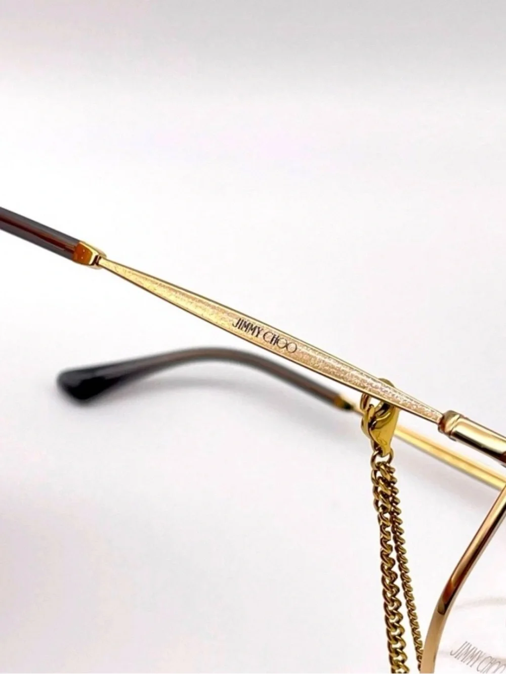 Jimmy Choo Gold Metal Frame Glasses with Matching Chain